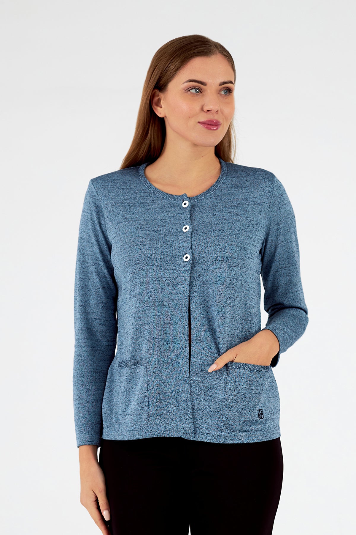 Chaqueta de mujer de punto cuello redondo