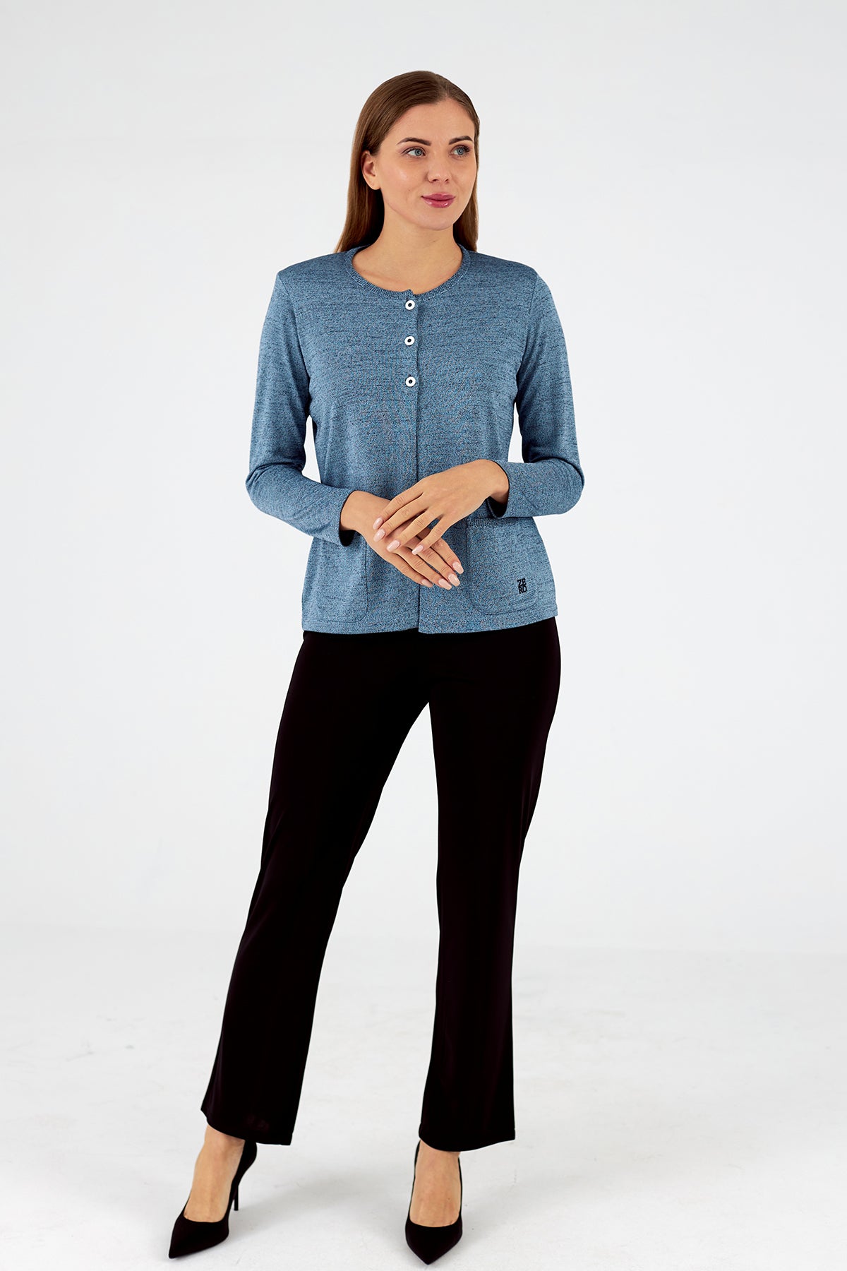 Chaqueta de mujer de punto cuello redondo