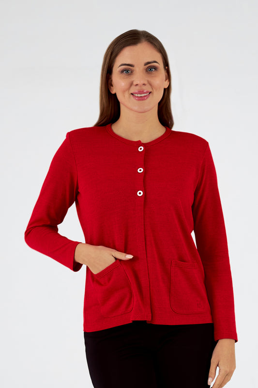 Chaqueta de mujer de punto cuello redondo