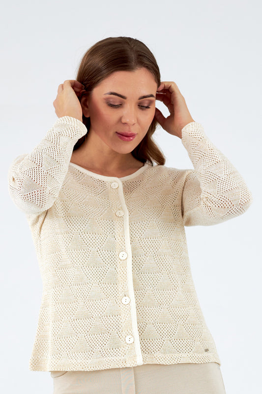 Chaqueta de mujer de punto cuello redondo