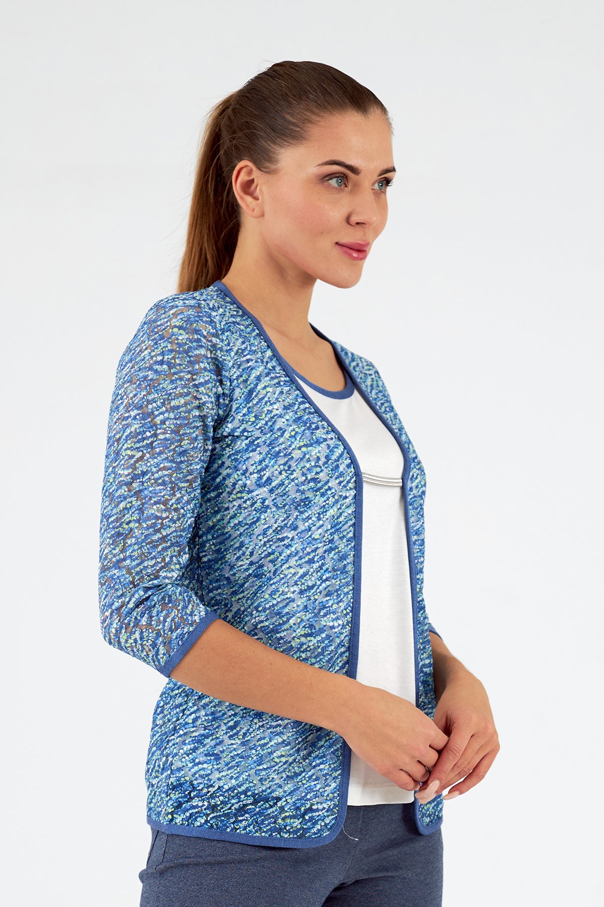 Conjunto simulado de mujer cuello redondo manga 3/4