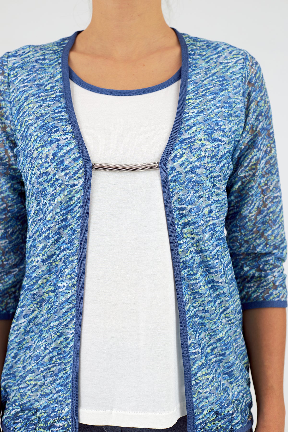 Conjunto simulado de mujer cuello redondo manga 3/4