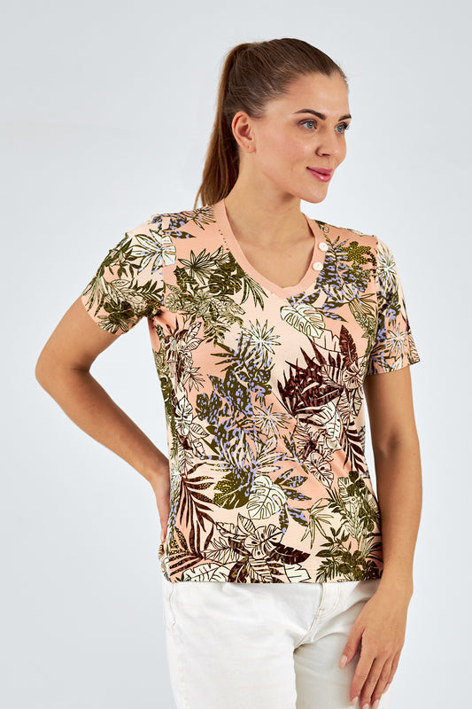 Camiseta de mujer cuello redondo manga corta