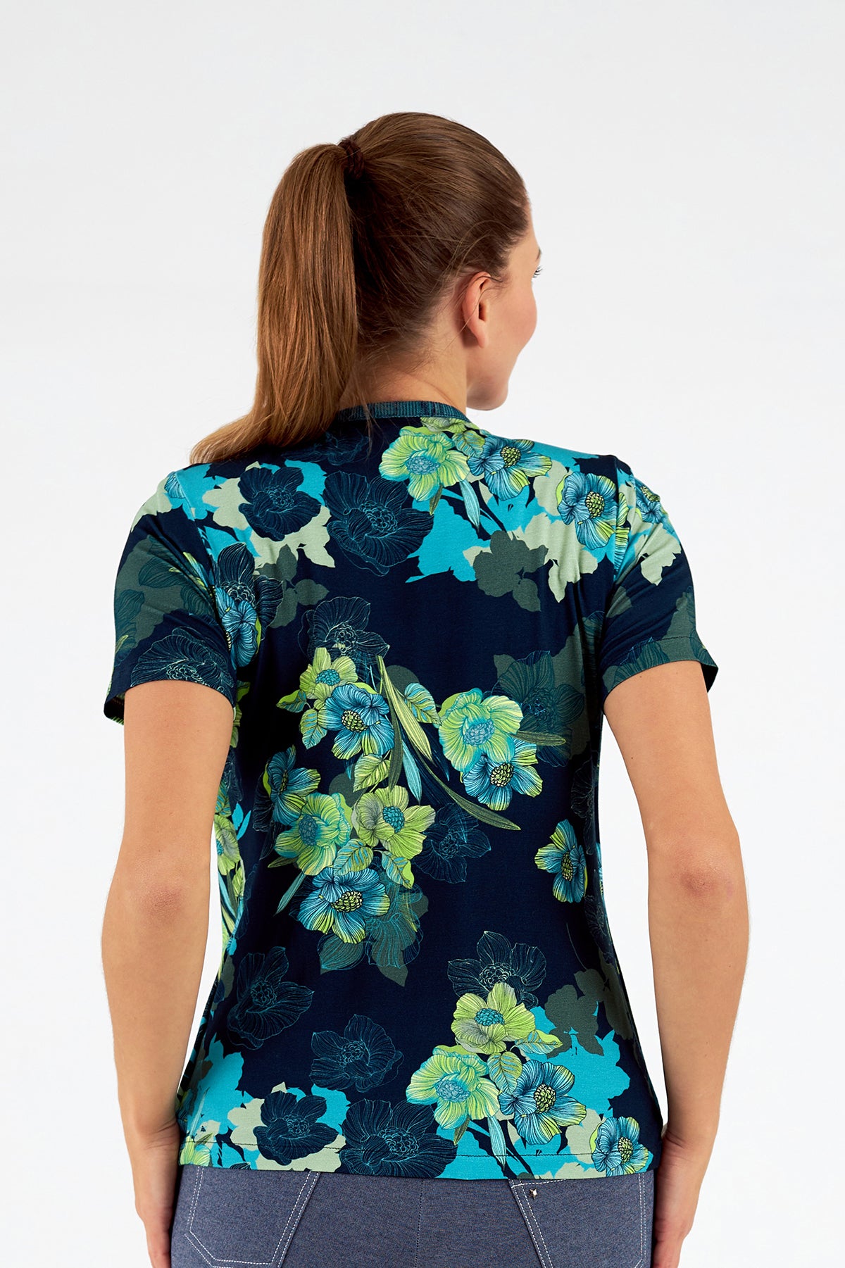 Conjunto simulado de mujer cuello redondo manga corta