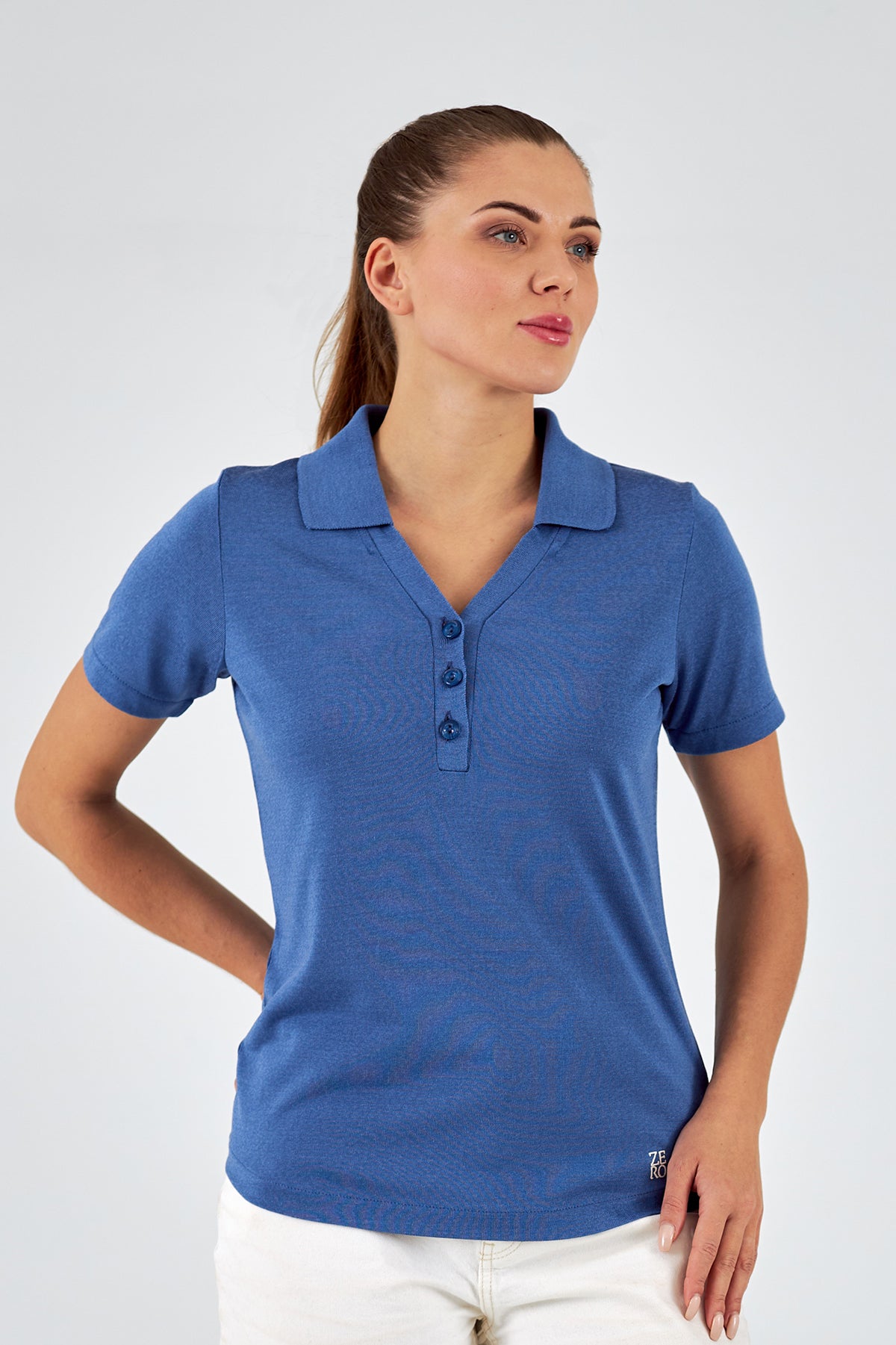 Polo de mujer manga corta con botones