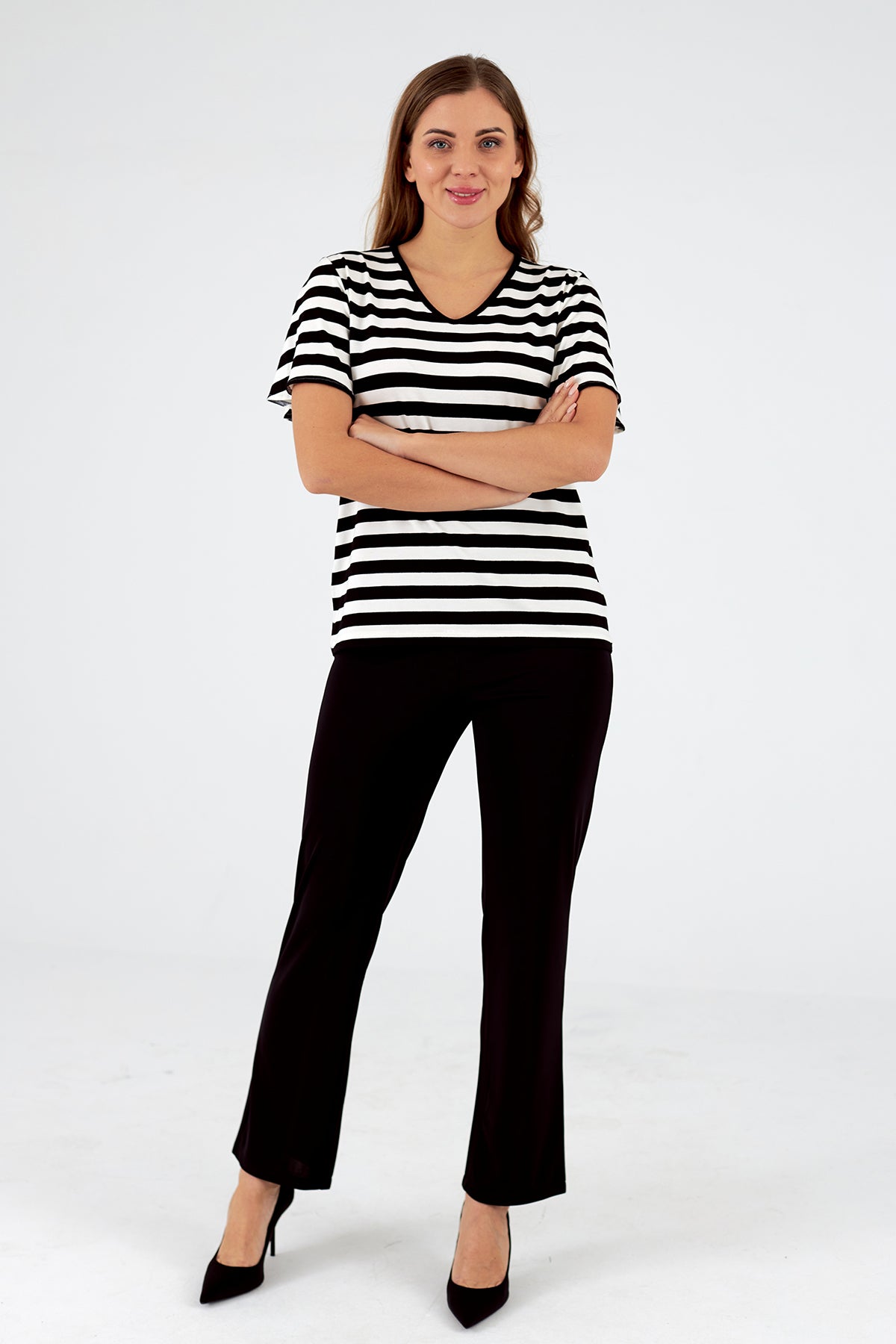 Camiseta de mujer cuello pico manga corta