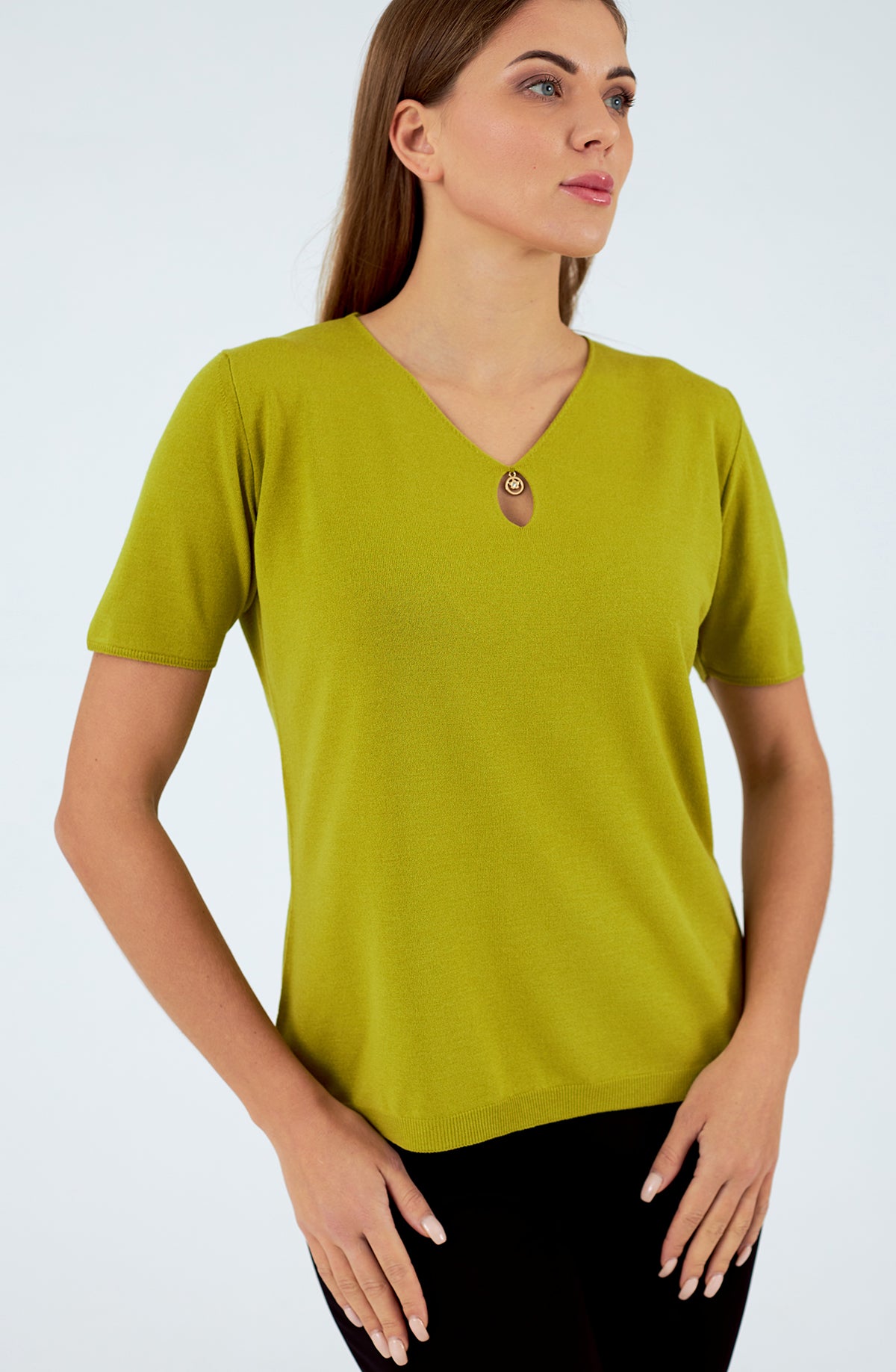 Jersey de mujer cuello redondo manga corta