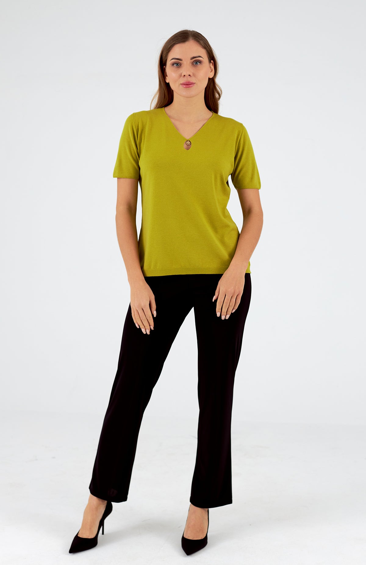 Jersey de mujer cuello redondo manga corta