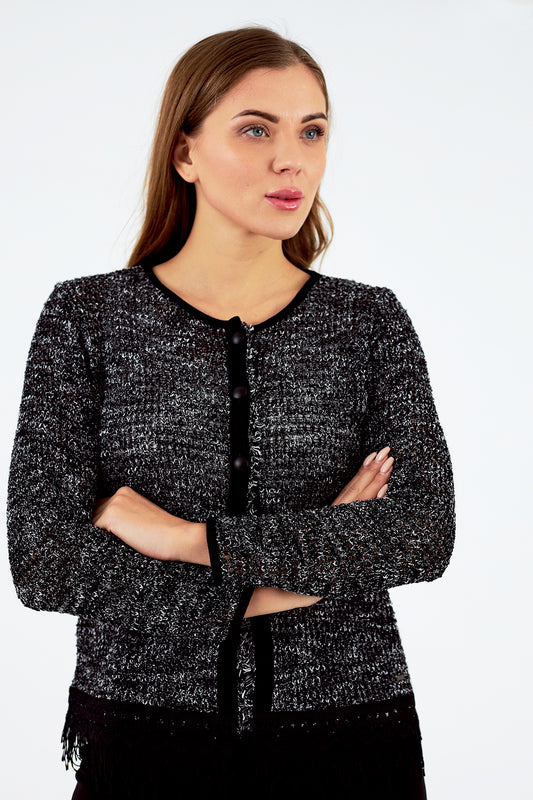 Chaqueta de mujer de punto cuello redondo