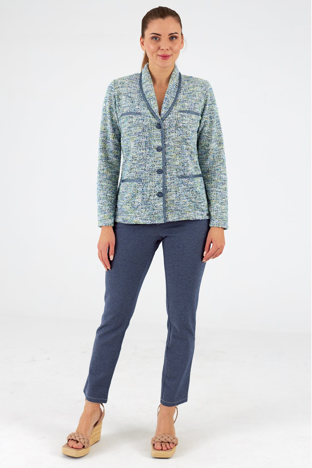 Chaqueta de mujer de punto con cuello solapa