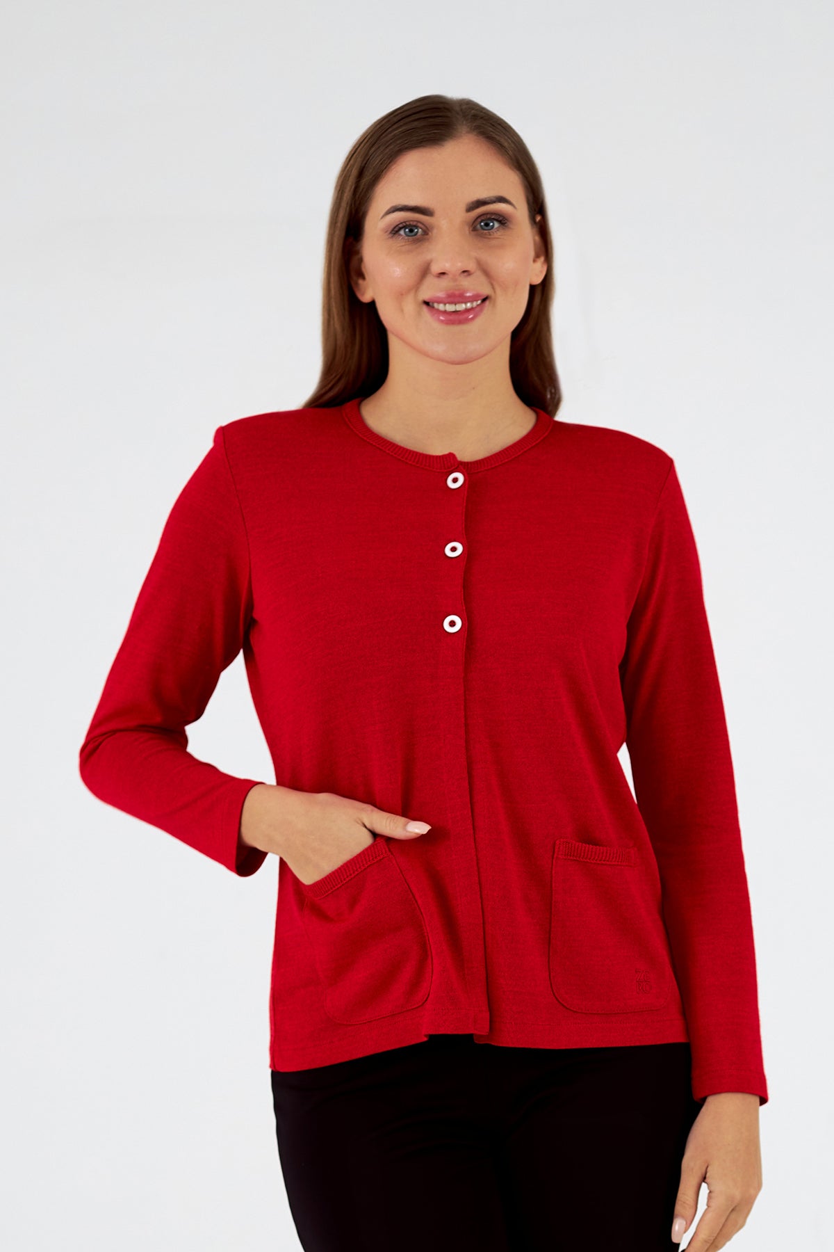 Chaqueta de mujer de punto cuello redondo
