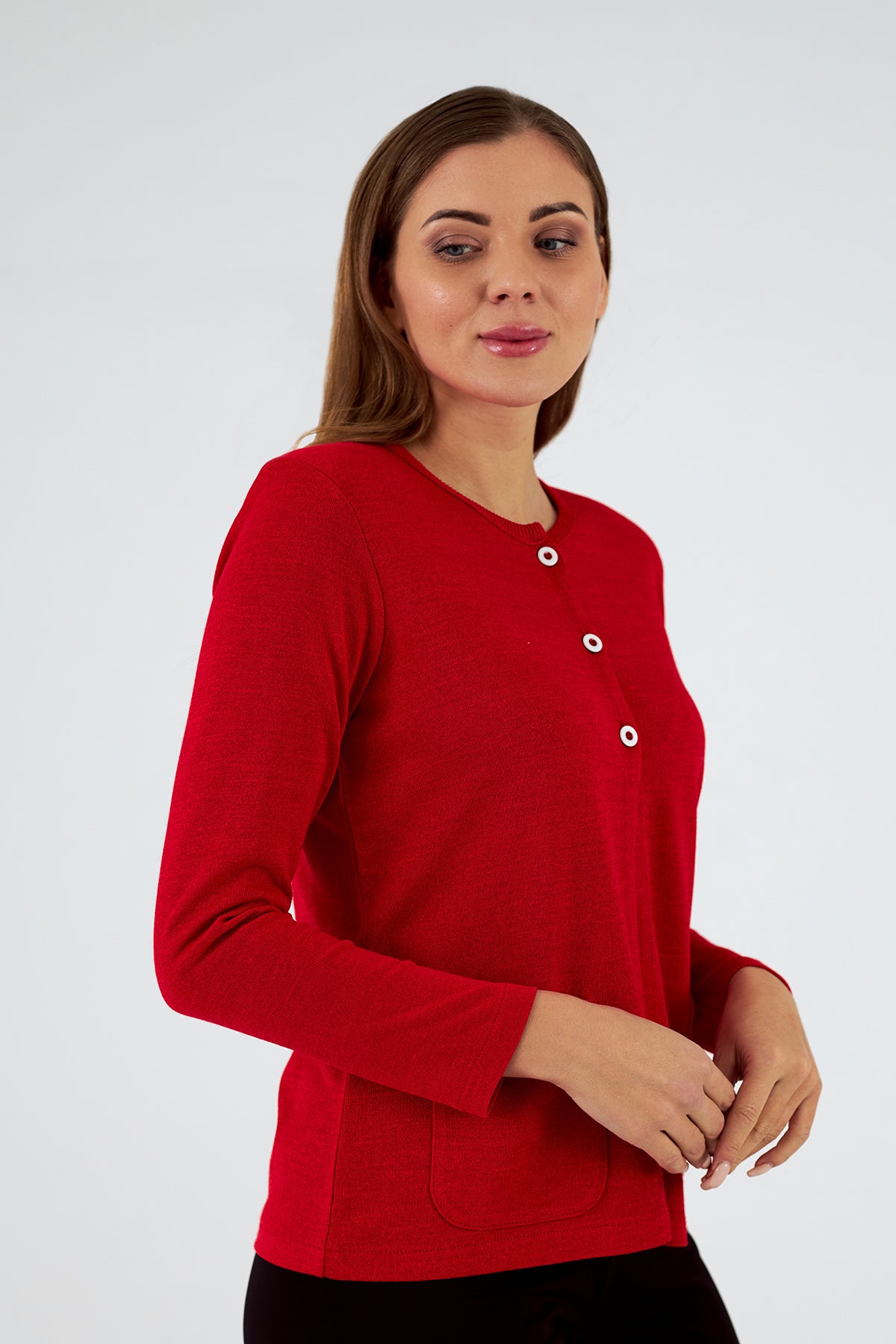 Chaqueta de mujer de punto cuello redondo