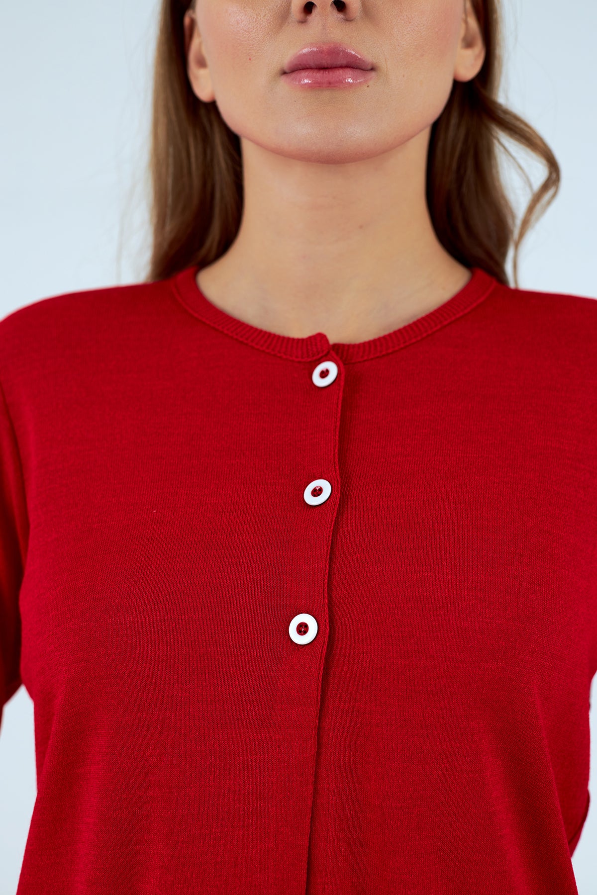 Chaqueta de mujer de punto cuello redondo