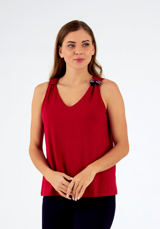 Top de mujer con cuello pico y tirantes