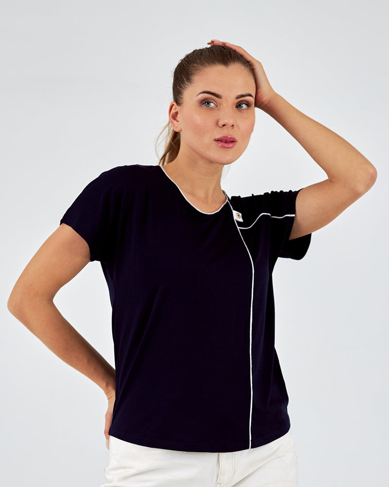 Camiseta de mujer cuello redondo manga corta