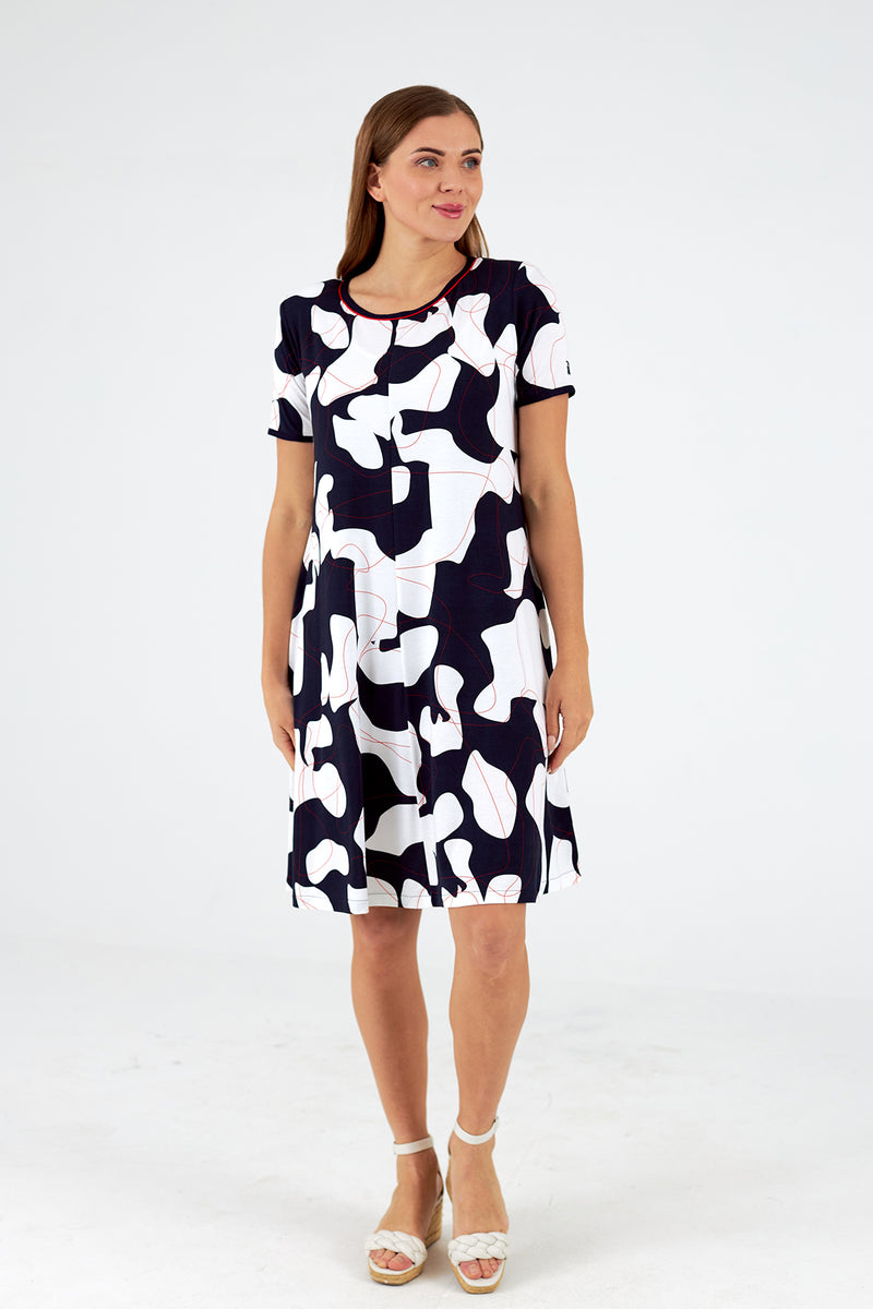 Vestido cuello redondo manga corta