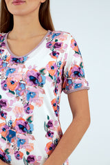 Vestido cuello redondo manga corta