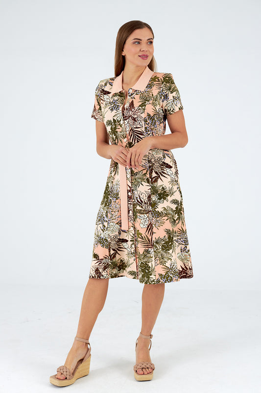 Vestido cuello camisero manga corta