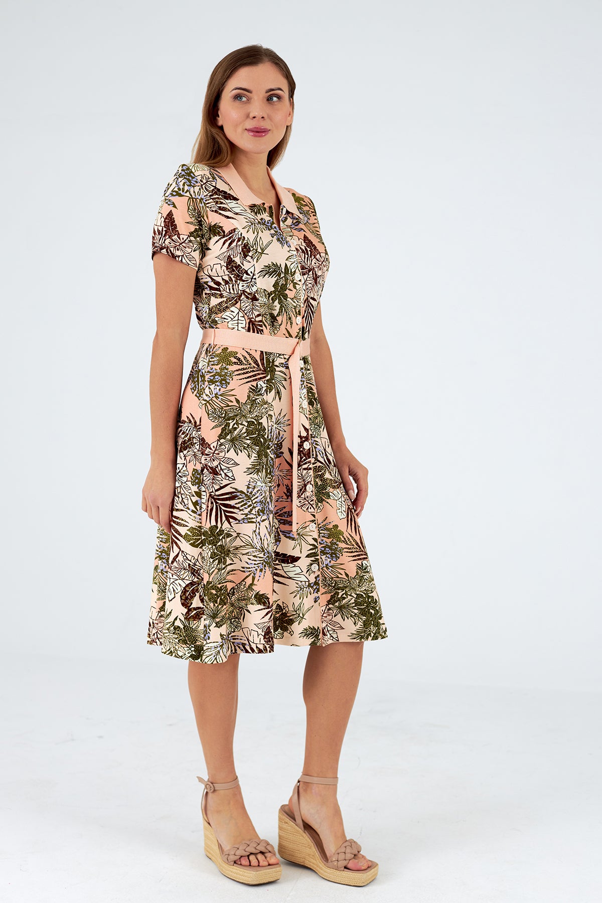 Vestido cuello camisero manga corta