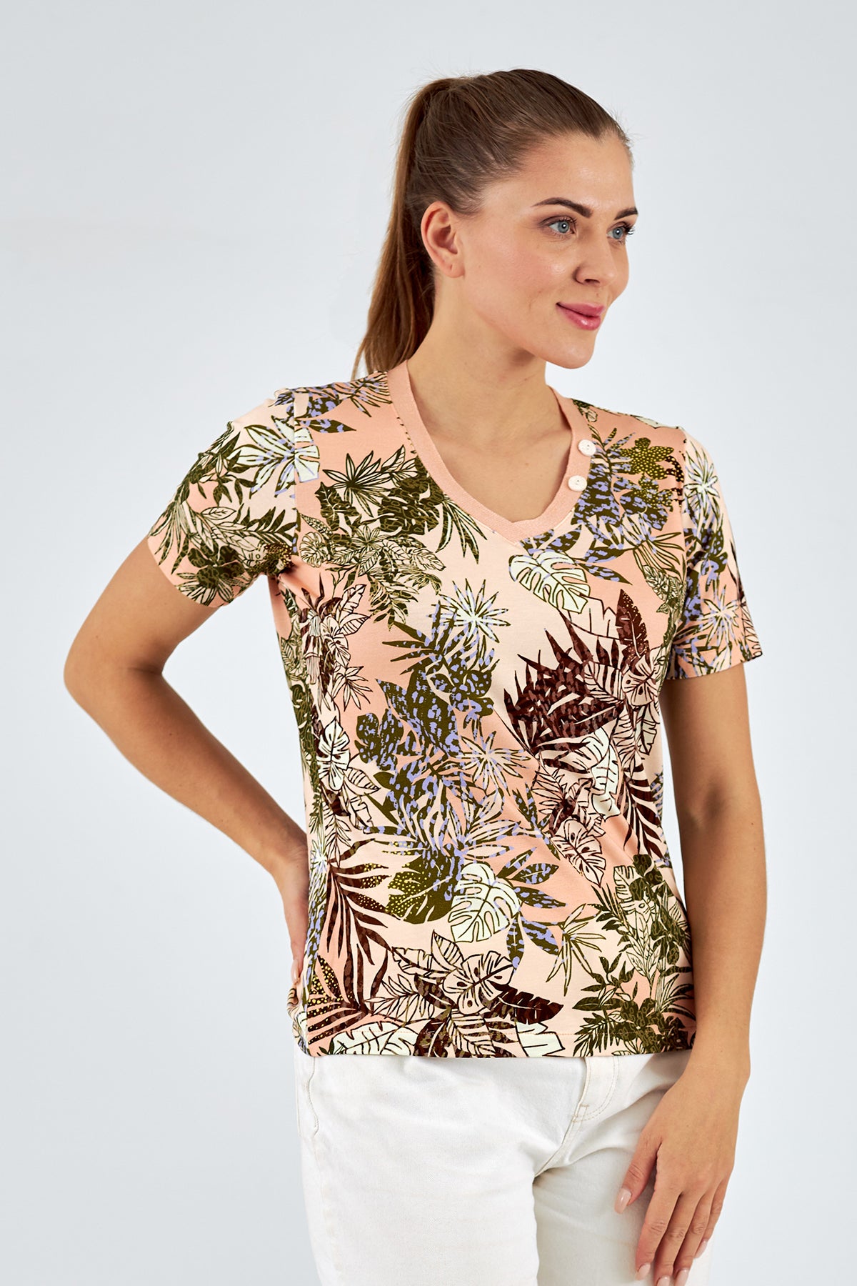 Camiseta de mujer cuello redondo manga corta