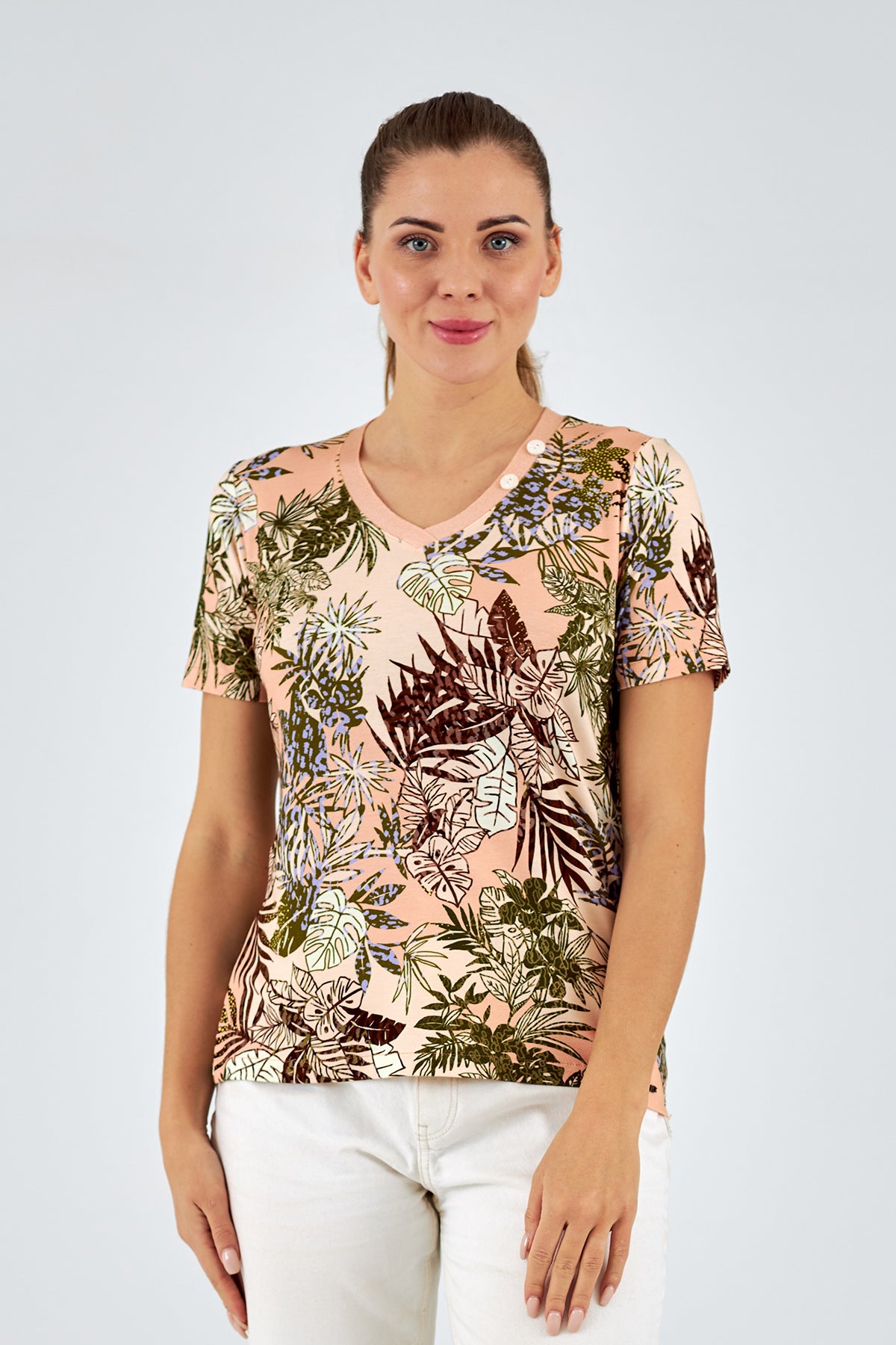 Camiseta de mujer cuello redondo manga corta