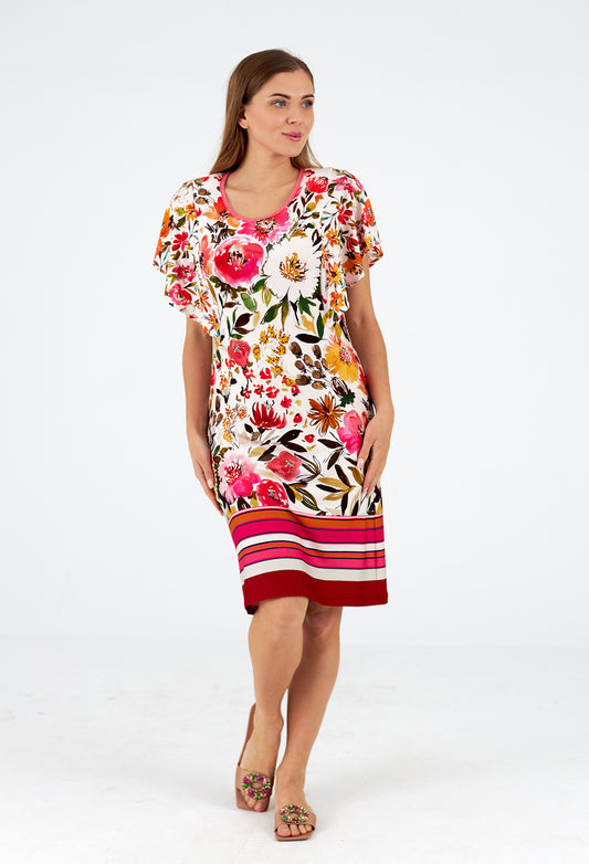 Vestido cuello redondo manga corta