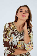 Camiseta de mujer cuello pico manga 3/4