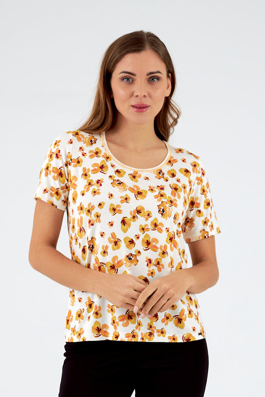 Camiseta de mujer cuello redondo manga corta