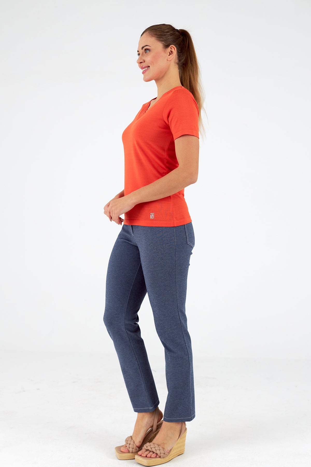 Jersey de mujer cuello pico manga corta