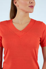 Jersey de mujer cuello pico manga corta