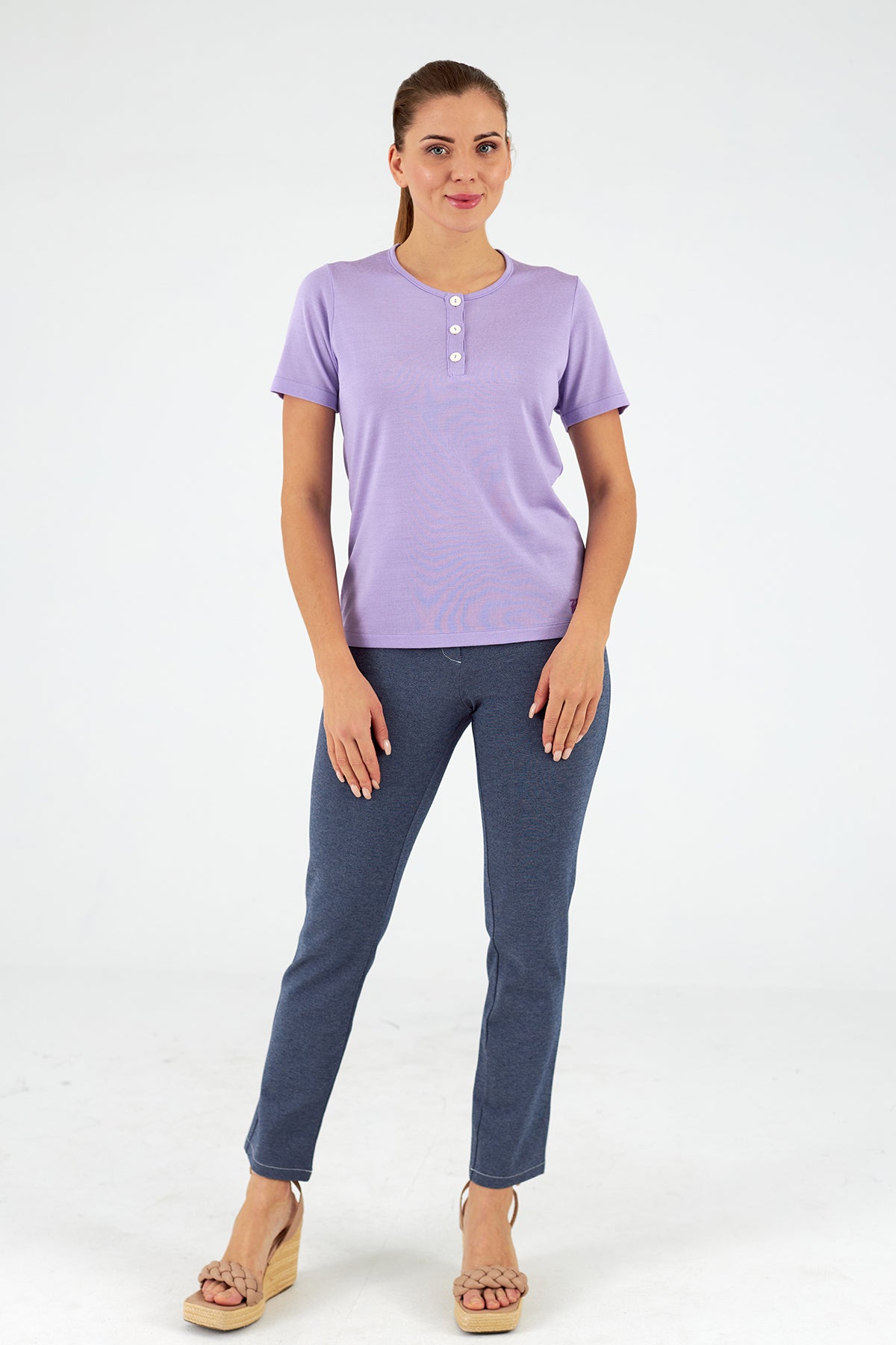 Jersey de mujer cuello redondo manga corta