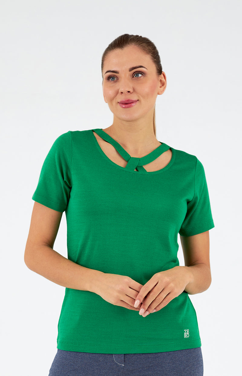 Jersey de mujer cuello redondo manga corta