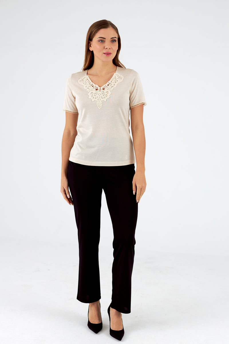 Jersey de mujer cuello pico manga corta