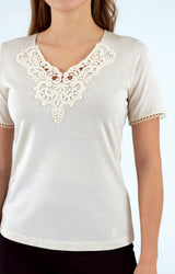Jersey de mujer cuello pico manga corta