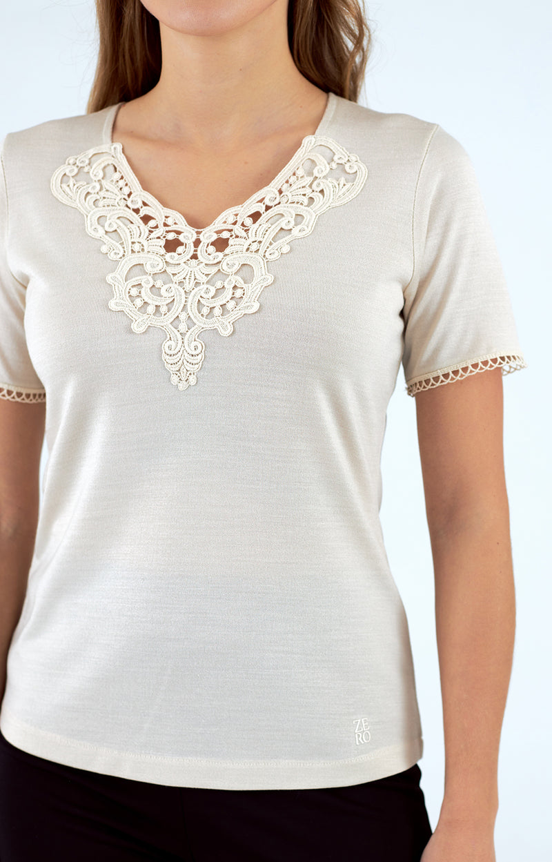 Jersey de mujer cuello pico manga corta