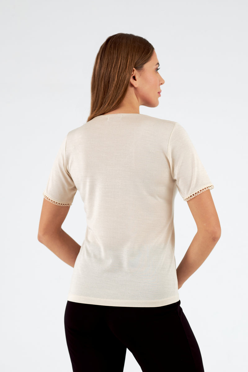 Jersey de mujer cuello pico manga corta
