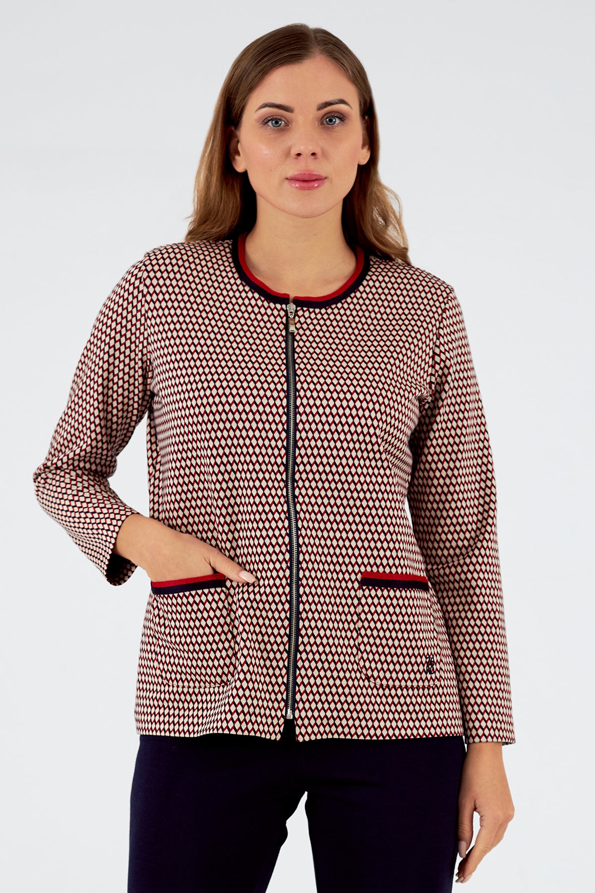 Chaqueta de mujer de punto cuello redondo