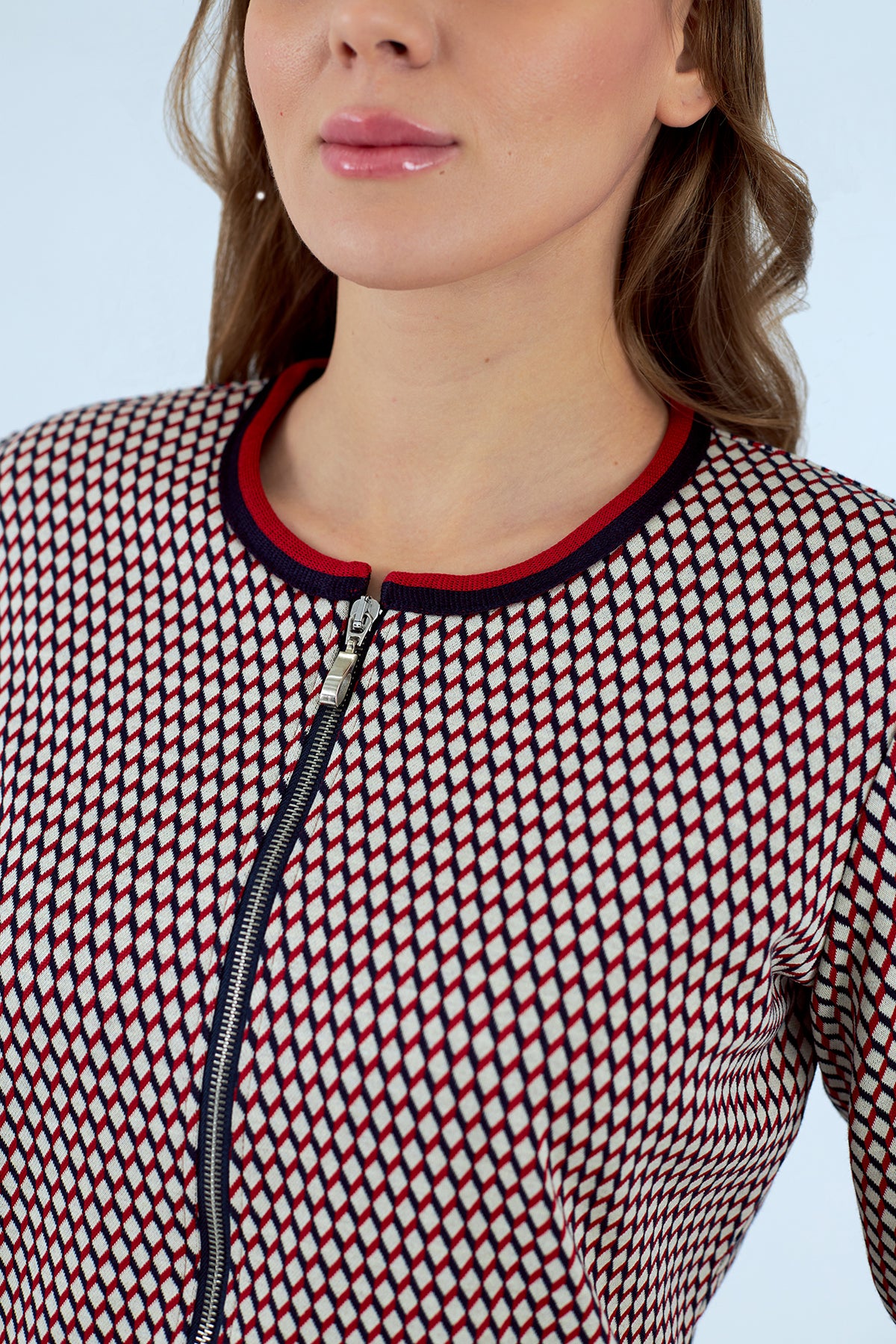 Chaqueta de mujer de punto cuello redondo