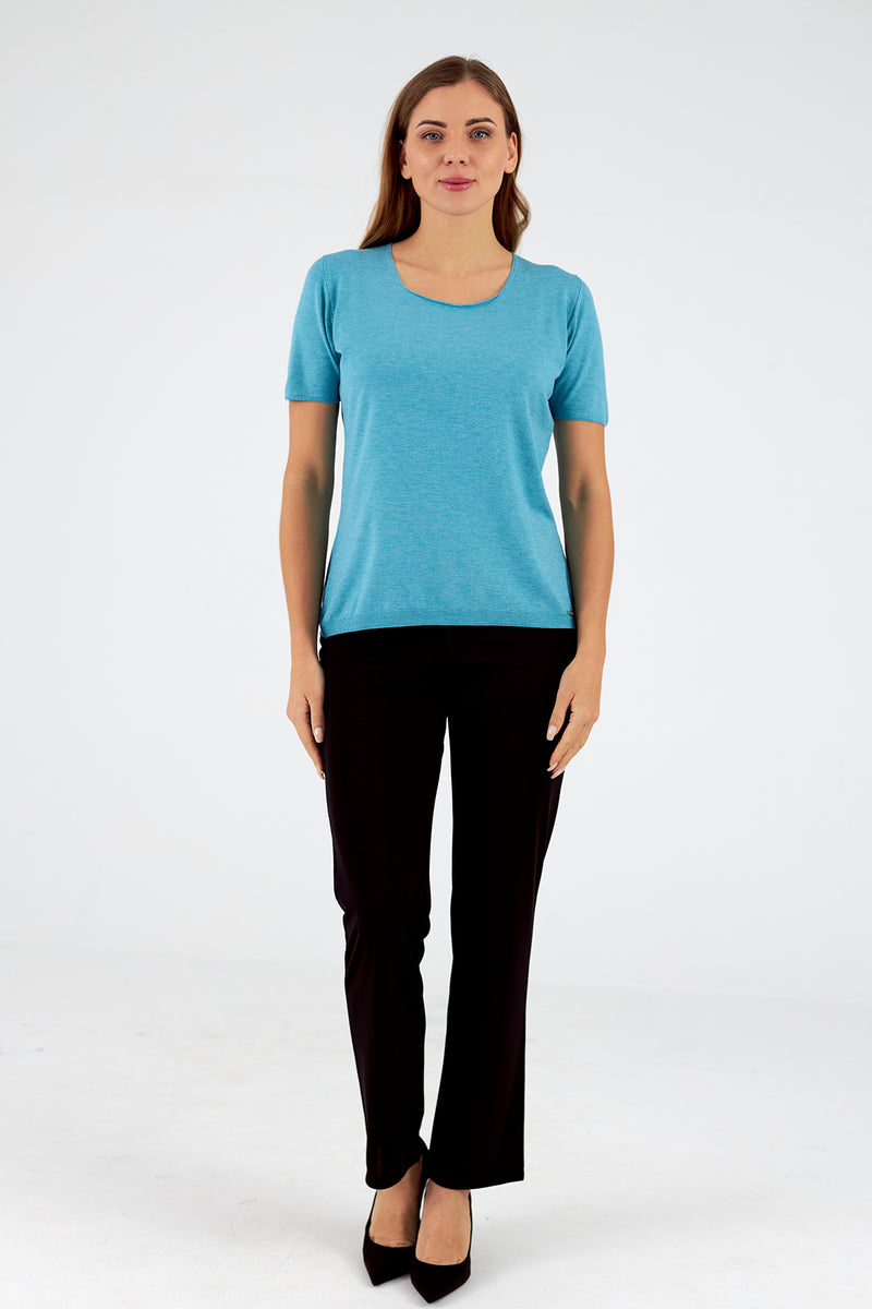 Jersey de mujer cuello redondo manga corta
