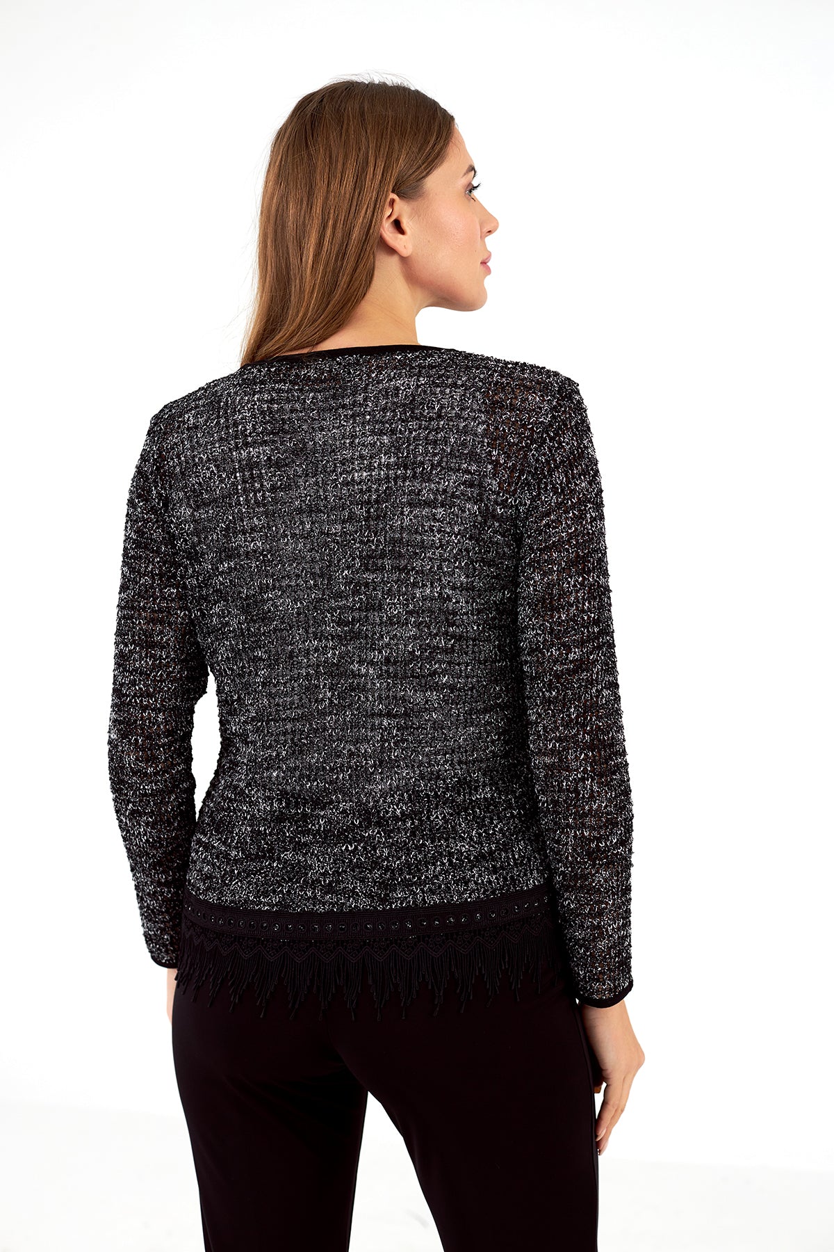 Chaqueta de mujer de punto cuello redondo