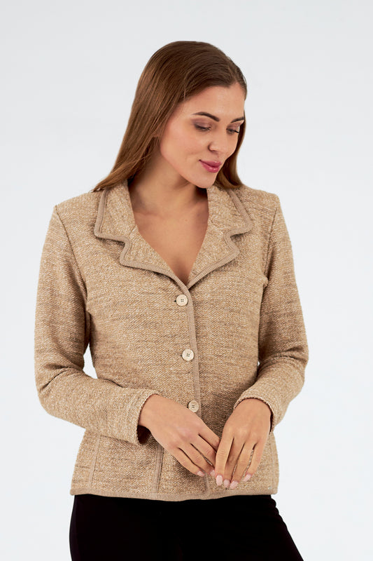 Chaqueta de mujer de punto con cuello solapa 